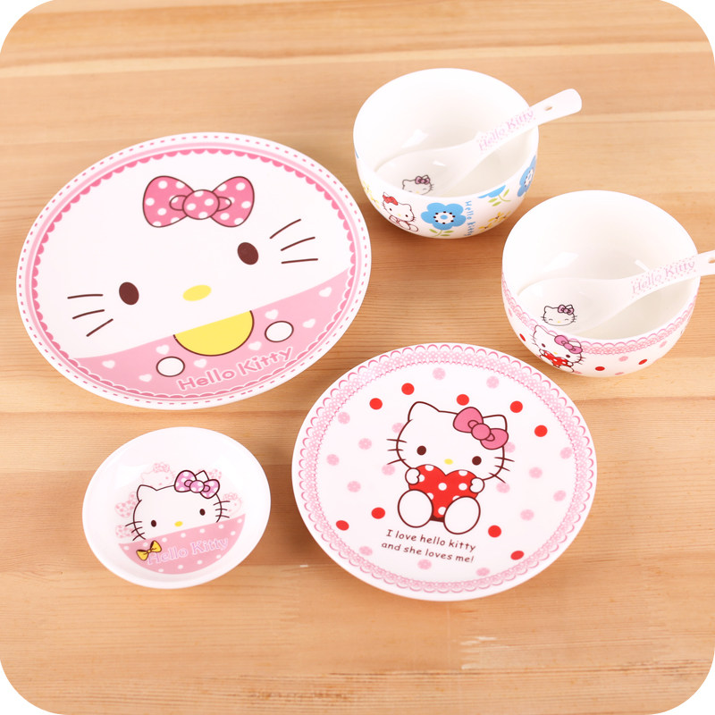 可爱儿童陶瓷盘碟米饭碗筷勺子 日韩版卡通厨房餐具骨瓷 菜盘