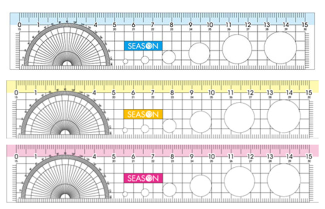 SEASON台湾四季四合一功能尺15公分直尺尺子学生文具用品