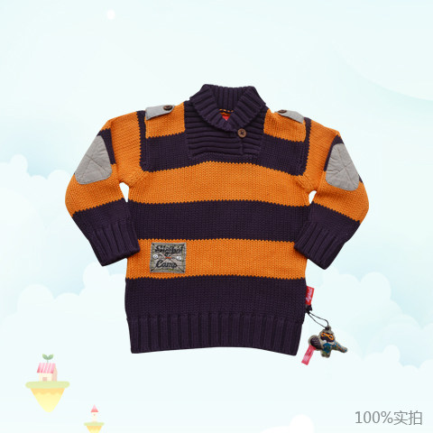 Sigikid大童服装 男童套头毛线衫 时尚条纹款 舒适保暖 学院风