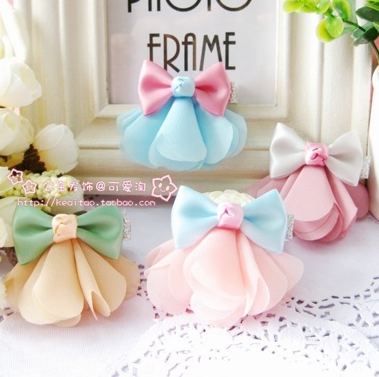 女童发夹 蓝粉黄雪纺甜美可爱仙女范儿童公主头饰发饰侧夹满包邮