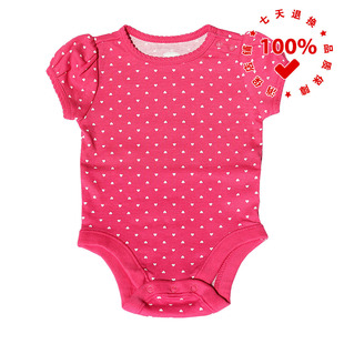 正品OLD NAVY老海军玫红爱心婴幼儿连体衣三角款包屁爬服纯棉哈衣