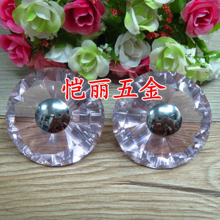 欧式水晶玻璃门拉手现代淋浴房门把手家具拉手圆盘浴室单孔60MM