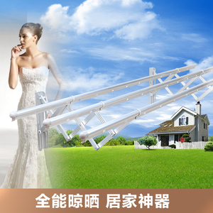 加厚三杆四杆户外推拉折叠 全铝合金晾衣架晒衣架挂衣架阳台伸缩