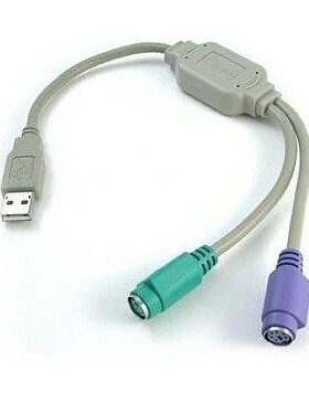 USB to PS2转换线黑色白一分二PSto传输线USB2.0转键盘鼠标连接线