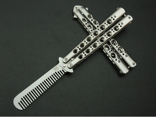 蝴蝶刀C41梳子甩刀 新手练习工具训练折叠不开刃送刀套螺丝刀包邮