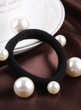 发圈发绳头饰扎头发皮筋韩范头绳饰品手工仿珍珠高弹发绳S066