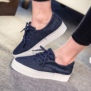 New 2015 summer canvas shoes fashion Academy wind Korean sweet jeans clean women's shoes platform heels shoes