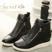 休闲高帮鞋 34码 内增高乐福鞋 厚底鞋 韩版 33码 真皮女鞋 小码 春秋单靴