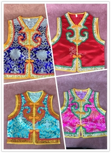 蒙古族儿童马甲男童服饰女童坎肩小孩款演出服装马夹蒙古袍搭配