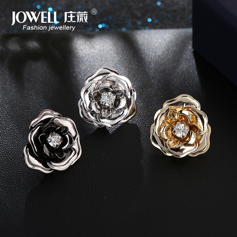 平安银行领花合金衬衫领针扣女衬衣领刺马针领扣花朵小领针小胸针