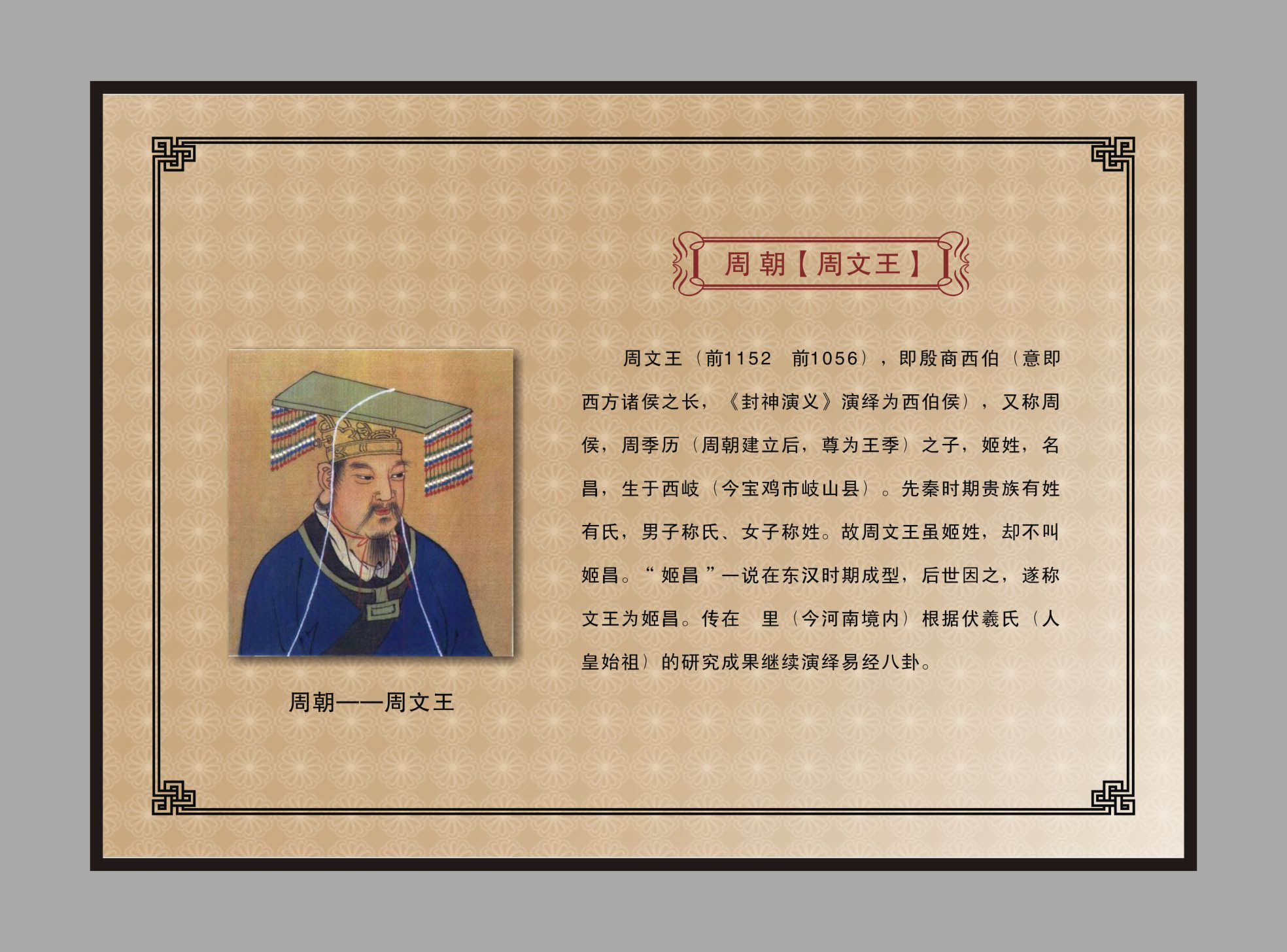 727海报印制展板写真喷绘贴纸727校园文化古今历史人物介绍周文王