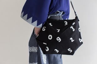 SOUSOU布袋真正日本京都制设计师帆布斜跨肩包背包软包穏 黑数字