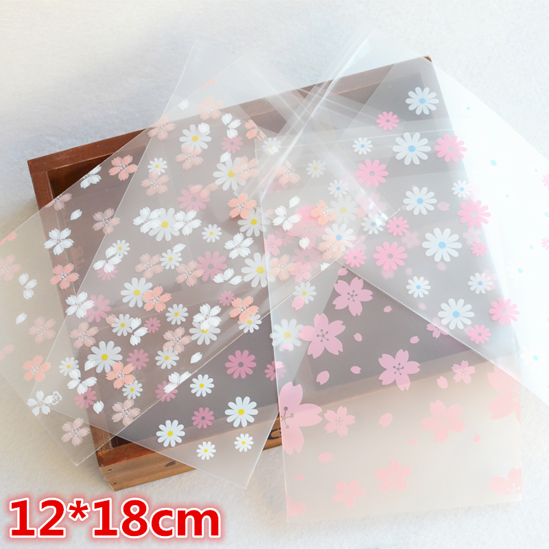 12*18cm自粘袋合集印花/小碎花礼品包装塑料长袋子粉色樱花小雏菊