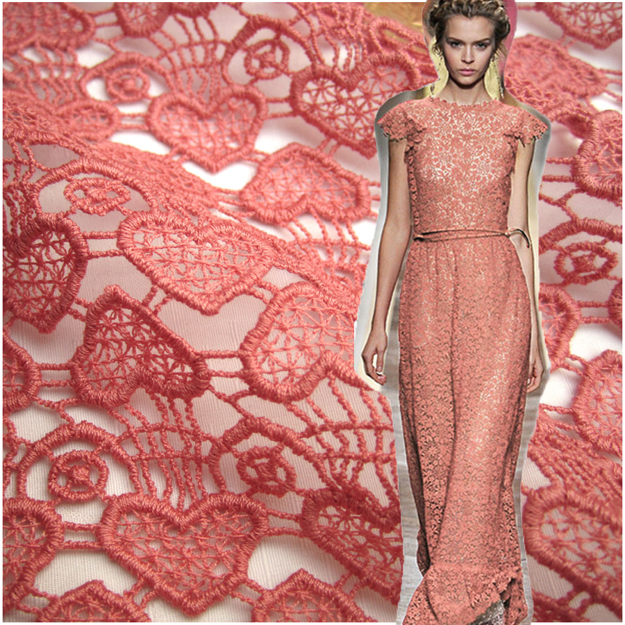 蕾丝布料全棉水溶蕾丝钩花面料韩版春夏秋蕾丝连衣裙料2色38/米