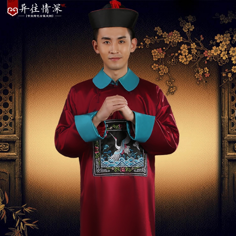 新款清朝白鹤官服太监服大臣公公服舞台演出服装摄影古装僵尸服装