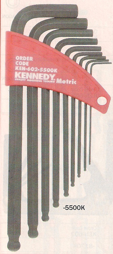 进口英国KENNEDY 9件套装公制L型球头内六角扳手 KEN-602-5500K