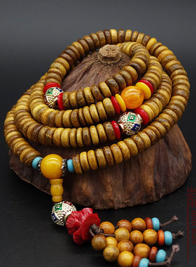 天然黄金檀木216颗8mm片珠 黄金木 桶珠佛珠手链手串 念珠 毛衣链