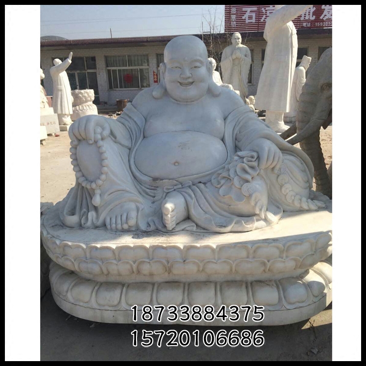 石雕弥勒佛坐佛雕塑青石仿古雕刻佛像汉白玉释迦摩尼庭院户外摆件