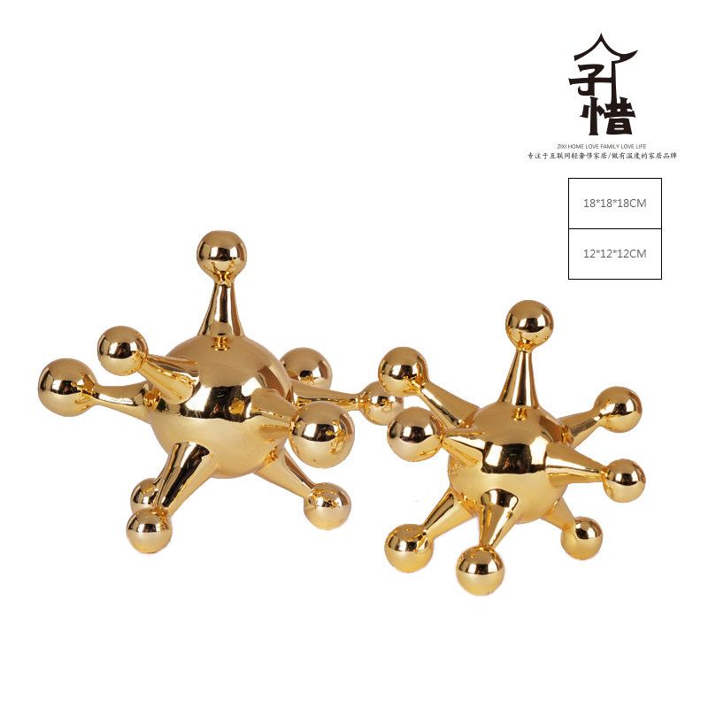 简欧金色港式风茶几配饰工艺品