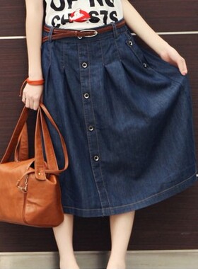 2024 客衣都加肥加大码女装 百搭宽松休闲春夏季牛仔半身裙  Q062