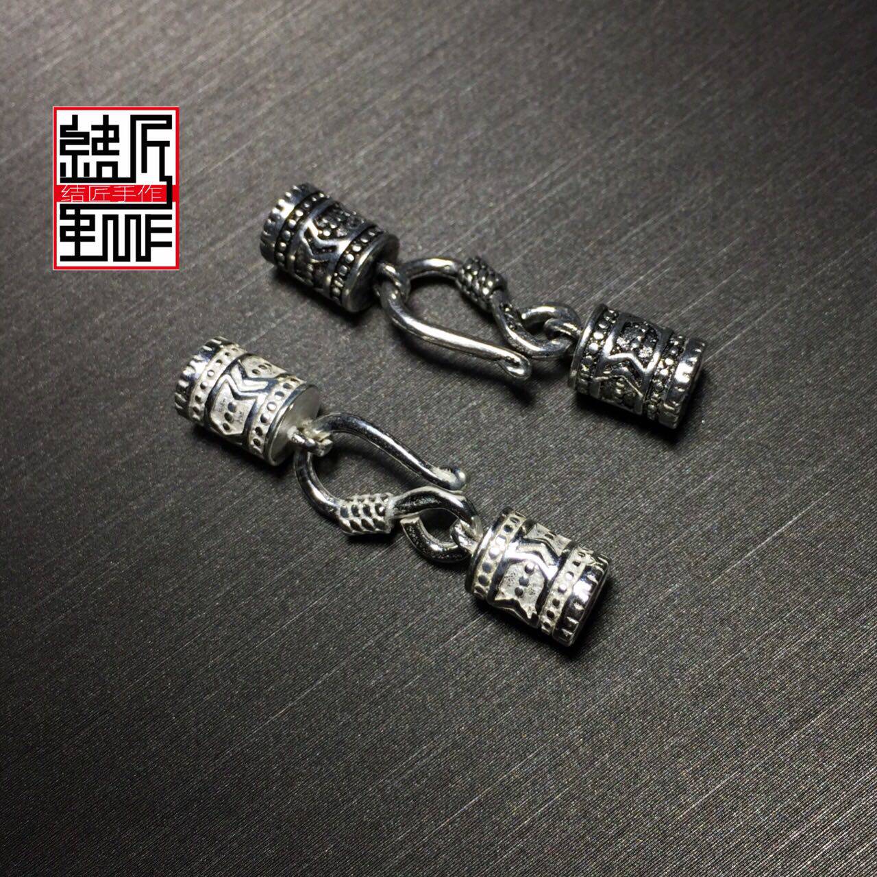【结匠手作】925银皮绳扣头 手链扣头 diy编绳配件