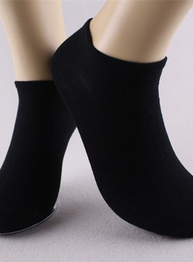 新款原单短筒棉袜夏季纯棉男袜子纯色黑色浅口船袜低帮短袜39-42