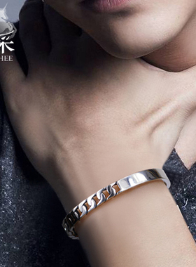 韩版男士饰品银手镯街头复古