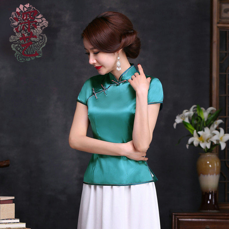 Deep Arts new pattern Silk cheongsam jacket Short sleeved Improvement fashion Chinese style Republic of China Costume blouses Mom outfitin the Women's clothing/Boutique , Costume/National costume/Stage costumes , Costume/Chinese clothing , Jacket  category - from Buy2taobao.com to provide professional Taobao agent buy service