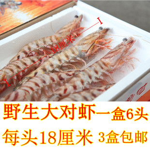 包邮野生海鲜海捕新鲜斑节虾九节虾大明虾对虾大海虾6只一盒