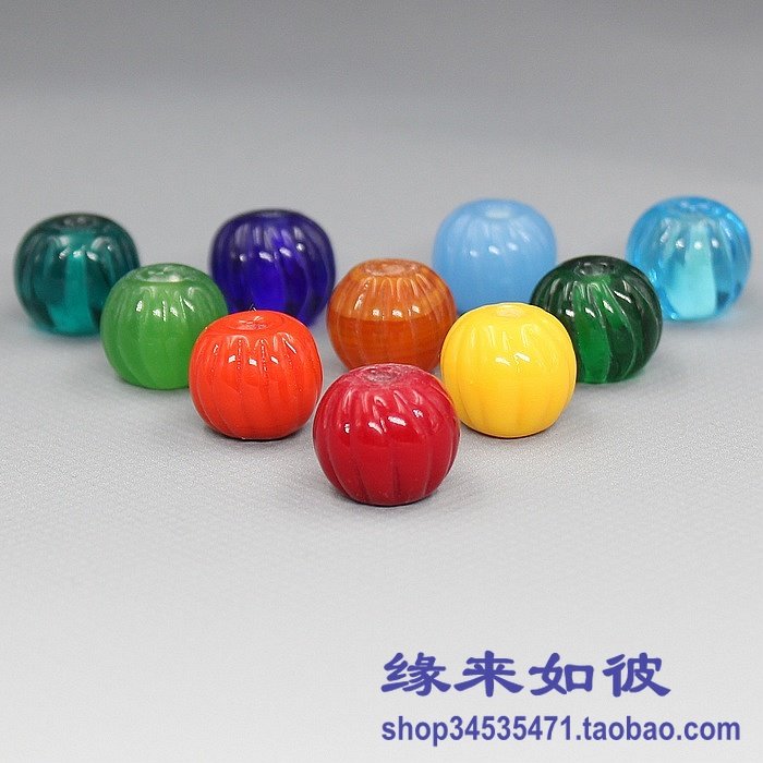 13-14mm古法老琉璃珠子纯手工瓜棱珠隔珠南瓜珠灯笼佛珠diy配珠