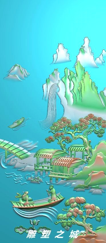 精雕图 灰度图 浮雕图 电脑雕刻图 玉雕山水35