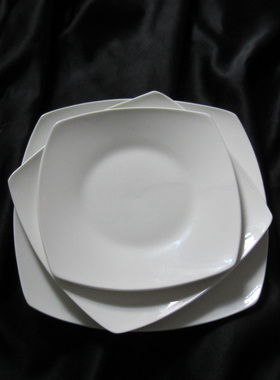 白西餐盘牛排盘骨碟子陶瓷方盘意面圆盘点心蛋糕盘牛扒西餐餐具