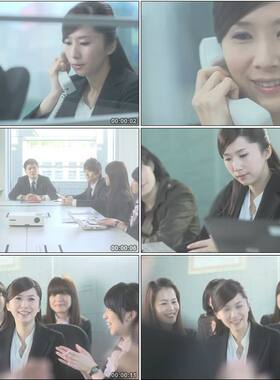 白领工作客服打电话公司会议企业文化/中国高清实拍视频素材