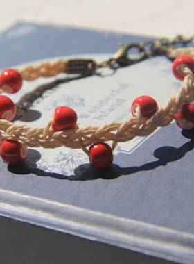 编织复古民族风陶瓷红色手串