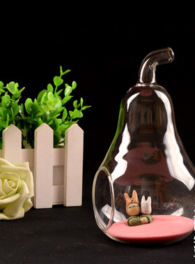 创意水果l梨形透明玻璃花瓶家居饰品工艺摆件