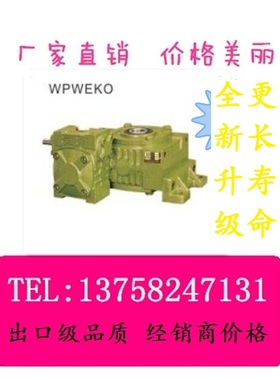 WPWEKO万能卧式减速箱双级电机直连蜗轮蜗杆通孔输出减速器减速机