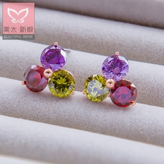 Beauty is just too Korean color the bride rhinestone Stud Earrings earrings flower jewelry wedding jewelry wedding accessories ear H0279