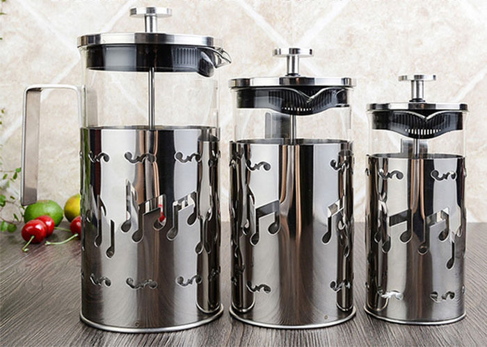 法压壶不锈钢家用滤压式咖啡壶耐热玻璃冲茶器音符冲茶器1000ml