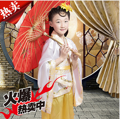 清仓处理儿童古装贵妃装仙女演出服唐装衣服古代服装古筝演出服装