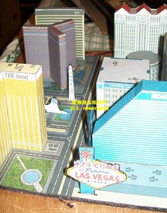 【新翔纸模型】美国赌城拉斯维加斯酒店宾馆 建筑场景沙盘模型