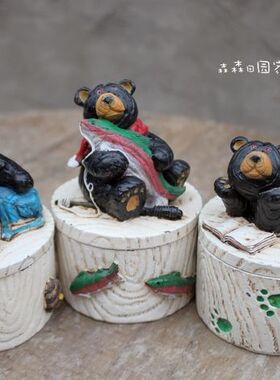 小黑熊美式乡村风儿童房工艺摆件