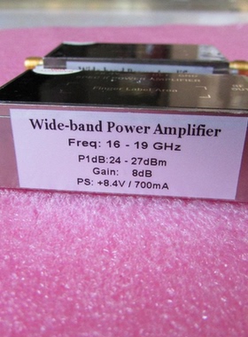 美国进口 16-19GHz 24-27dBm SMA 射频微波中功率放大器 检波输出