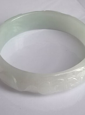 翡翠色玉石手镯现货雕花冰透水润阳绿飘花女手镯手链简约款玉镯女