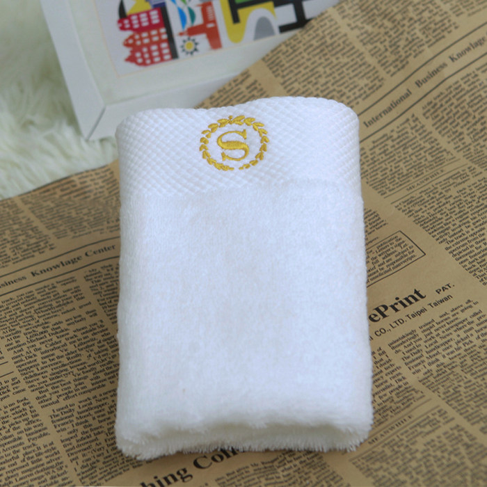 馨雅五星级酒店毛巾纯棉加厚加大全棉白色宾馆美容院定制logo绣字