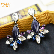 Mu-Mu-Korean fashion accessories cycling lovers long synthetic crystal earrings earrings Korea earrings 628