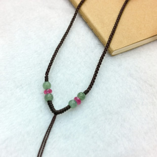 原创纯手工编织水晶翡翠黄金银玉珠项链挂绳吊坠配绳本命年红绳