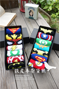 DC&Marvel卡通动漫画英雄复仇者联盟一星期礼盒短袜子男女情侣款