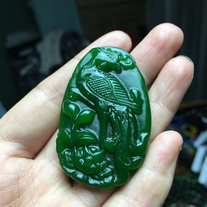 碧玉浴火凤凰朱雀吊坠