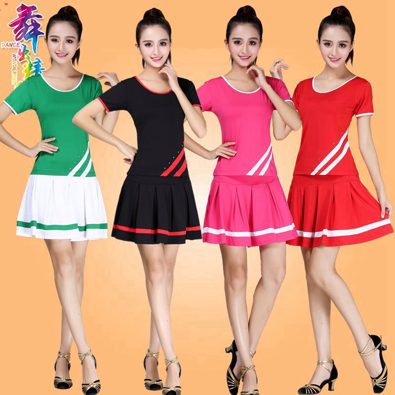 茉莉广场舞服装夏季新款红草短裙套装女运动跳