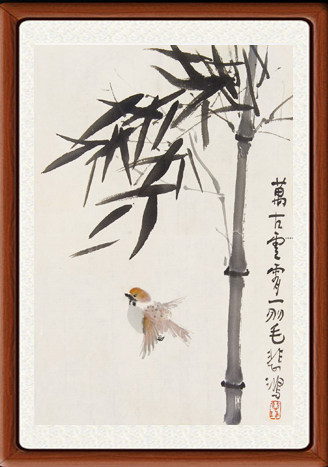 装饰画国画字画客厅宣纸挂画集八骏图奔马到成功徐悲鸿竹雀赠装裱